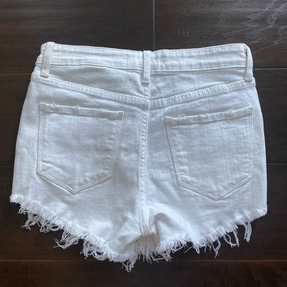 White, Eunina high rise denim shorts!